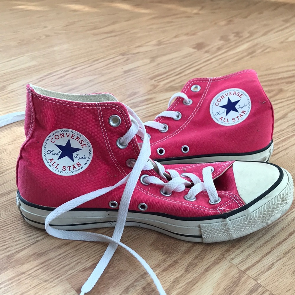 Pink high top converse